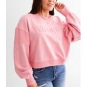 Wrangler Pink Puffy Cropped Pullover Size Medium